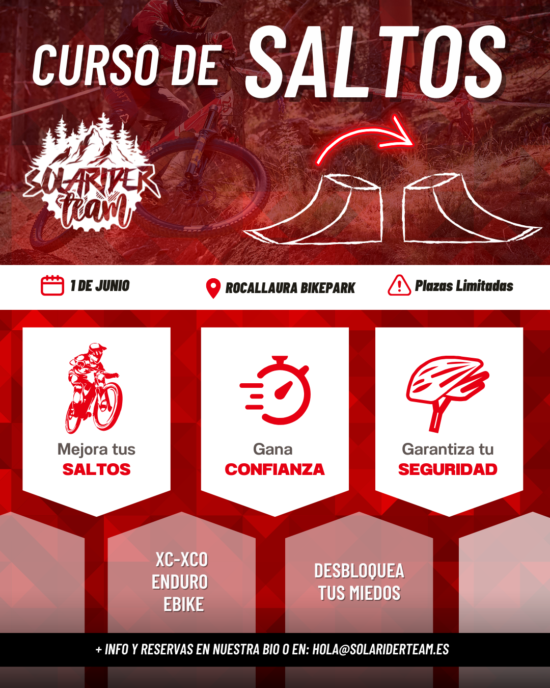 curso de saltos en rocallaura bikepark con solarider team